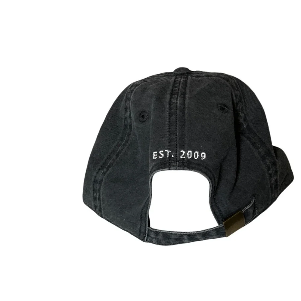 Rails Black Baseball Cap Hat Embroidered Logo‎ Est. 2009 Adjustable Distressed